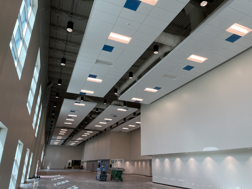 Acoustic ceilings in a commercial building